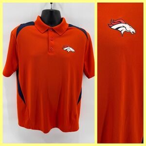 Denver Broncos Polo Shirt Mens Large NFL Team Apparel TX3 Cool Orange Blue Golf